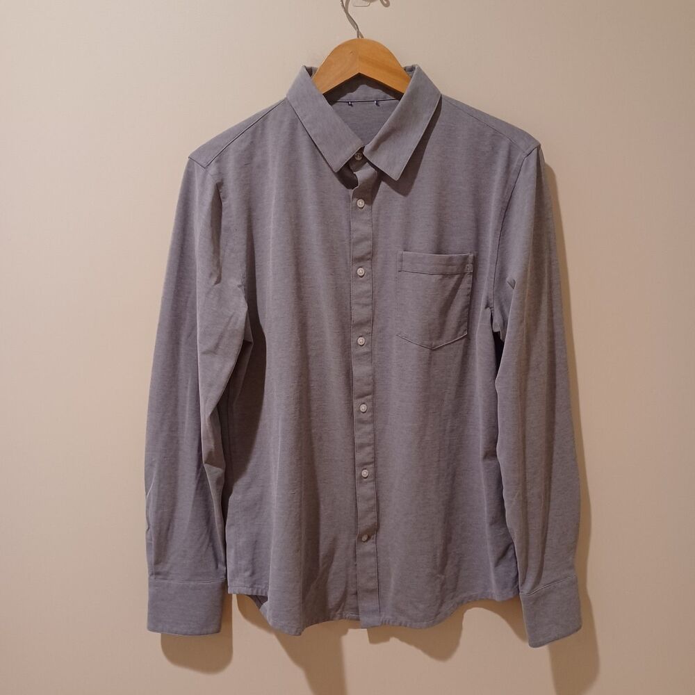 Kit & Ace Shirt Mens M Gray Performance Stretch Casual Comfort Preppy Work Golf